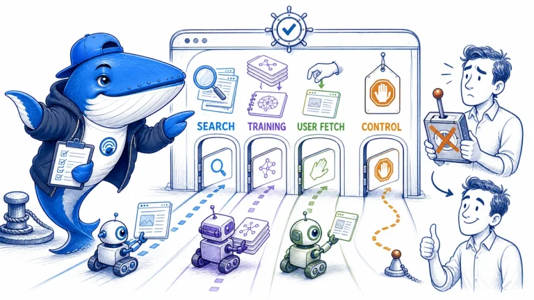 Sonar helps a publisher route search, training and user-fetch bots through separate website gates while a control token remains a policy sign.