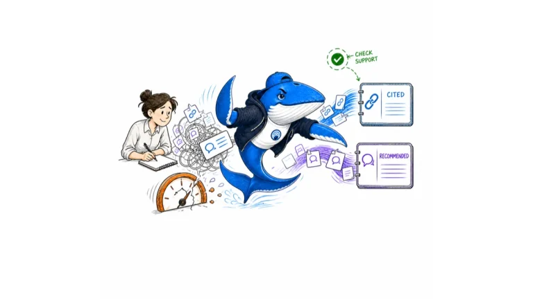 Sonar separates a tangled AI answer into distinct citation and recommendation evidence tracks while an analyst records them independently.
