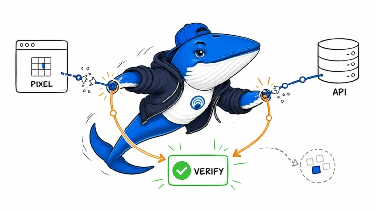 Sonar the Answer Whale reconnects a browser pixel and server API path into one verified conversion while diverting a duplicate event.