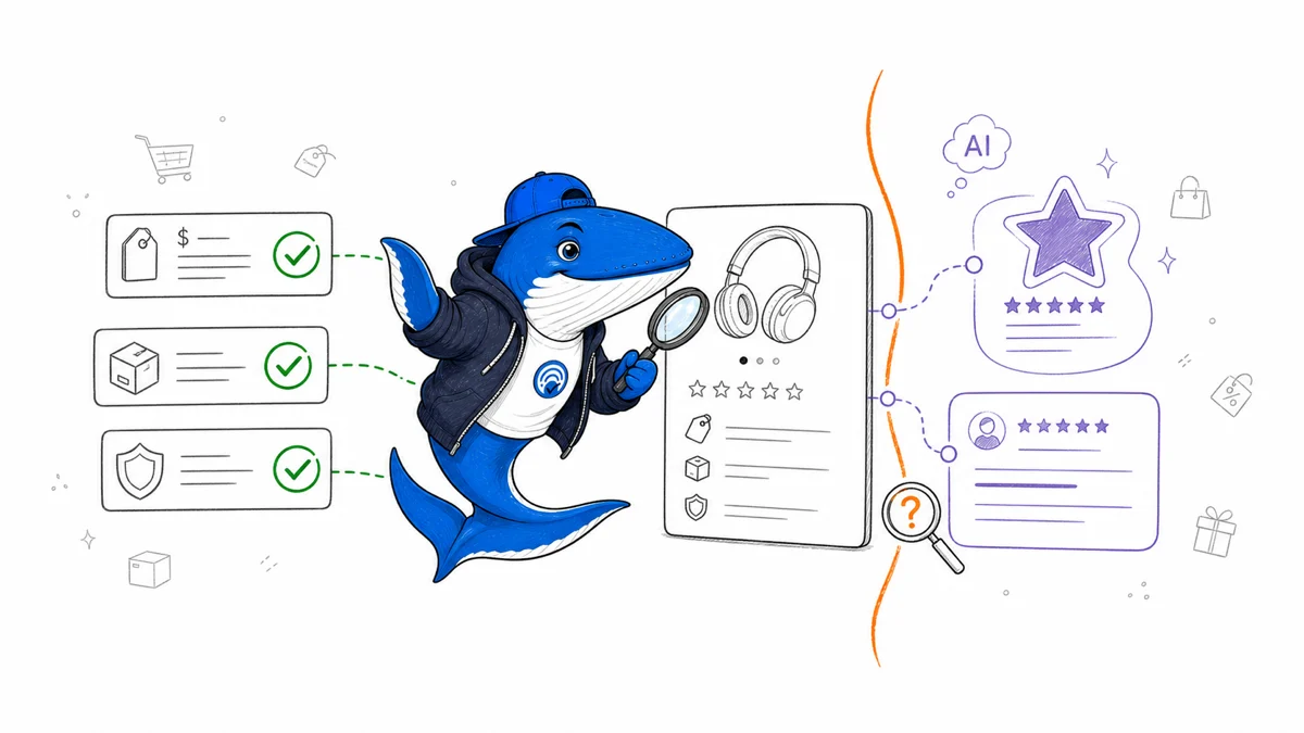 Sonar separates verified product facts from AI-generated labels and review summaries.