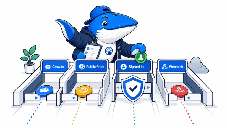 Sonar the Answer Whale routes crawler, public fetch, signed-in, and webhook activity through separate access gates.