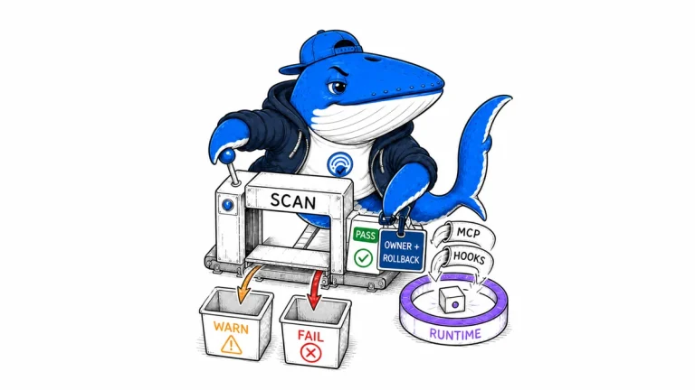 Sonar routes pass, warn and fail scan results while MCP and hooks bypass the scanner and enter a separate runtime check.