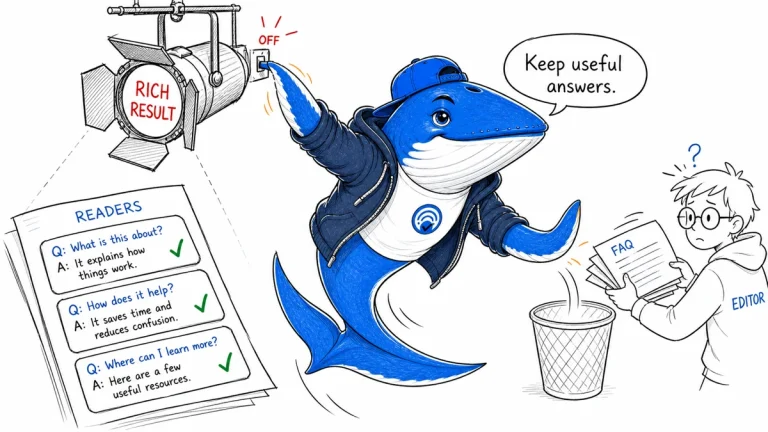 Sonar switches off a FAQ rich-result spotlight while keeping a useful answer visible.