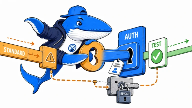 Sonar moves a Standard API key through an authorization-key cutover, production test and revocation sequence.