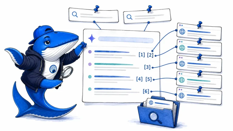 Sonar pins search-query cards and citation brackets to exact spans in a grounded Gemini answer.