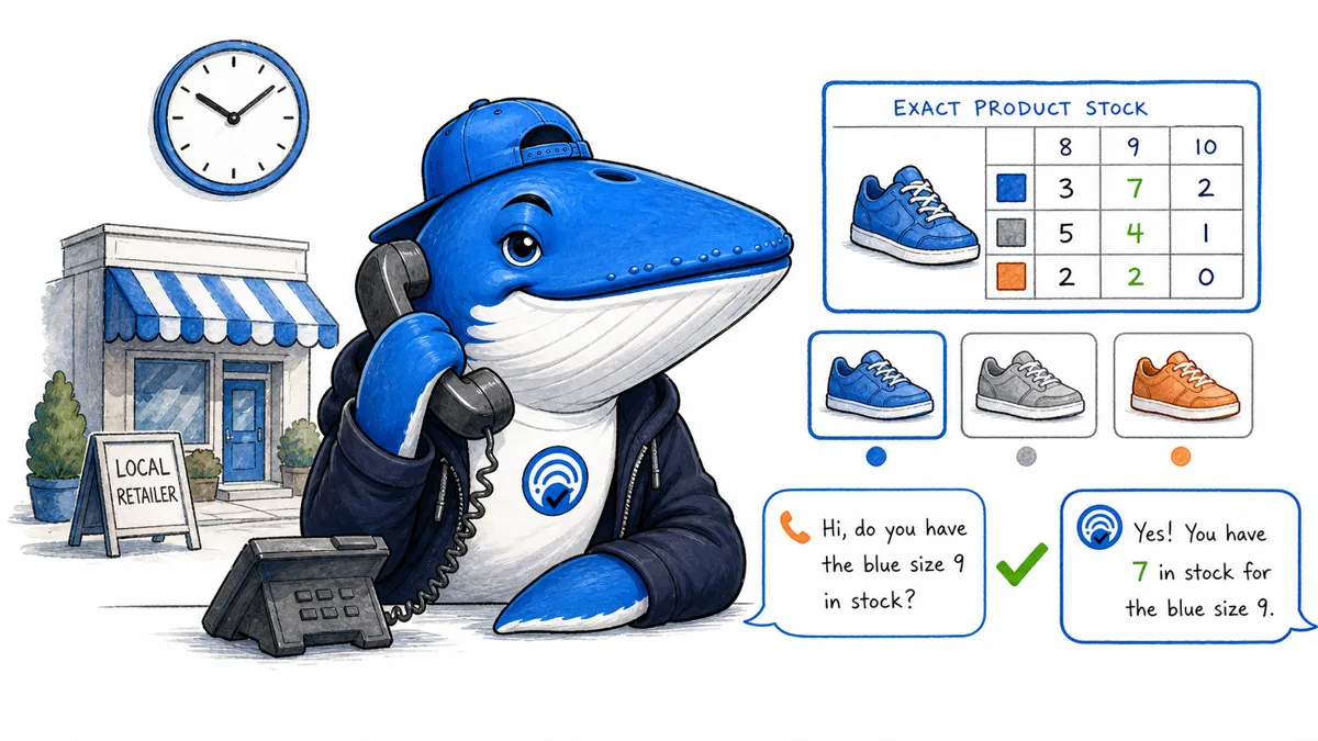 Sonar compares a store phone answer with a Google-generated local stock summary.