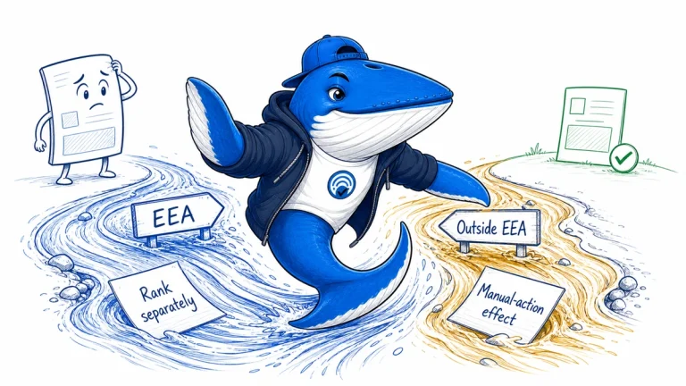 Sonar the Answer Whale separates an EEA path marked rank separately from an outside EEA path marked manual-action effect.