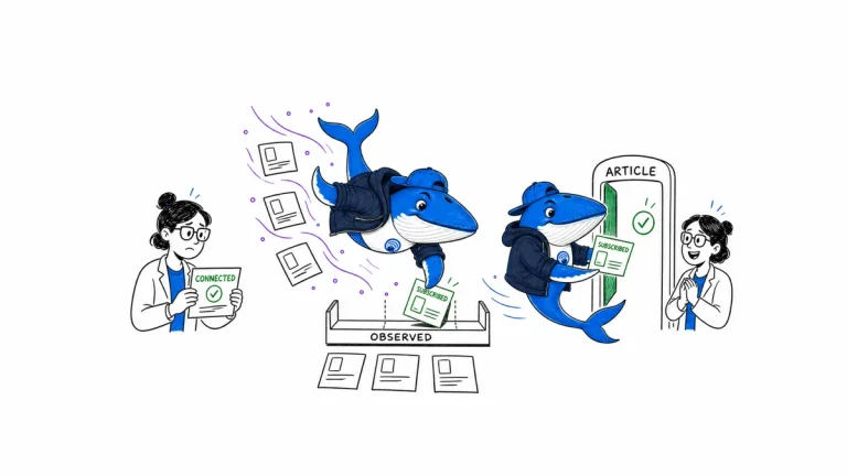 Sonar and a publisher operator keep connected and observed subscription-label evidence on separate clipboards.