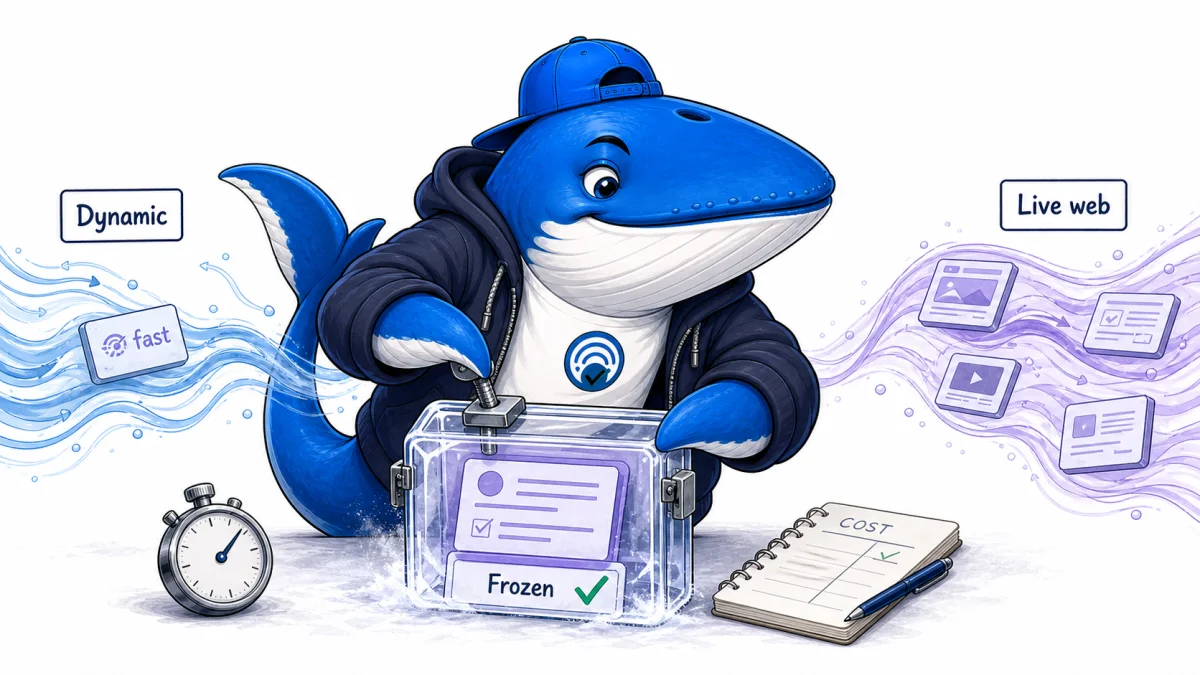 Sonar the Answer Whale freezes a configuration between a dynamic fast preset current and a changing live web current.