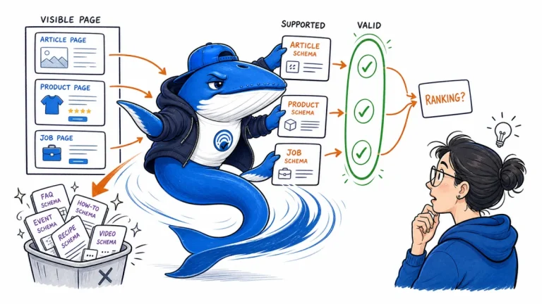 Sonar the Answer Whale selects a page-matched schema card at a decision gate while unsupported and misleading cards are rejected.