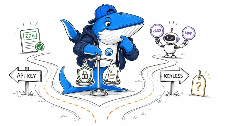Sonar weighs You.com API-key and keyless payment paths while comparing receipts and ZDR status.