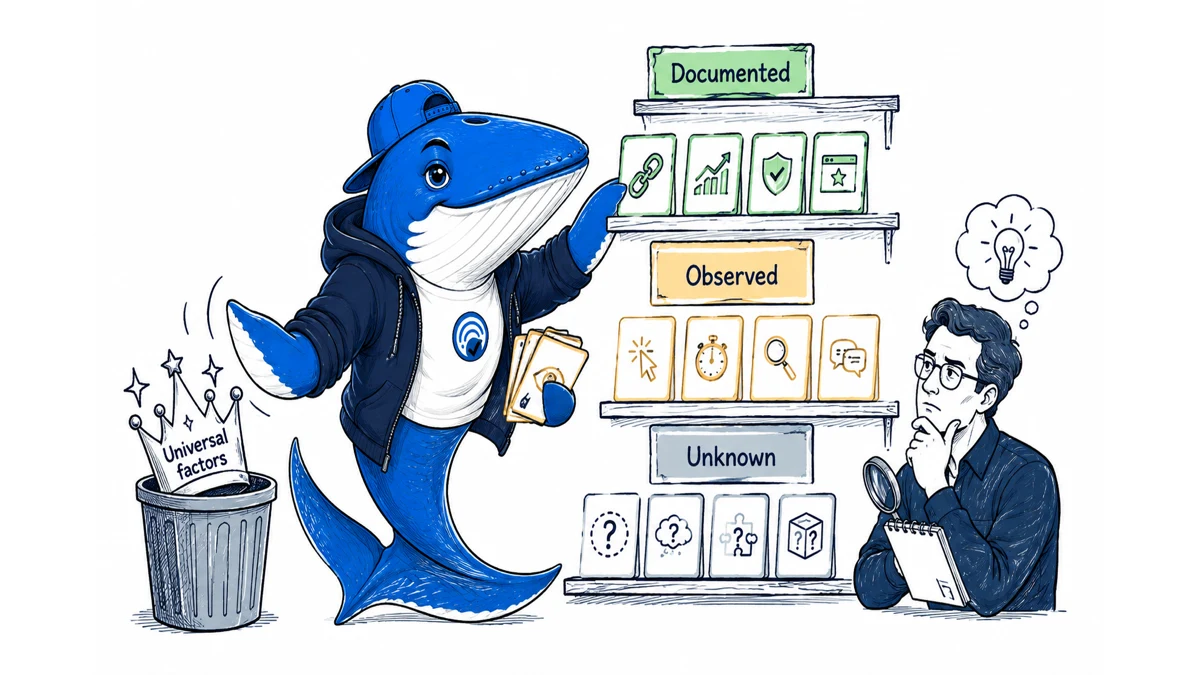 Sonar sorts ranking claims into documented, observed and unknown shelves while rejecting universal factors.