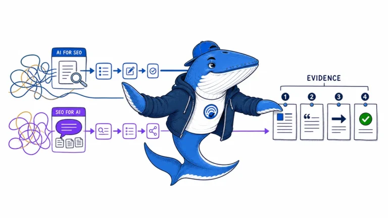Sonar separates AI-assisted SEO work from optimization for AI search, then routes each path to its own evidence.