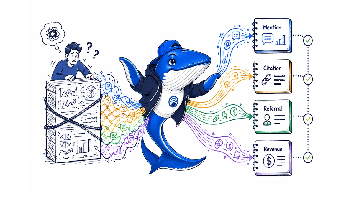 Sonar separates tangled visibility signals into mention, citation, referral and revenue ledgers.
