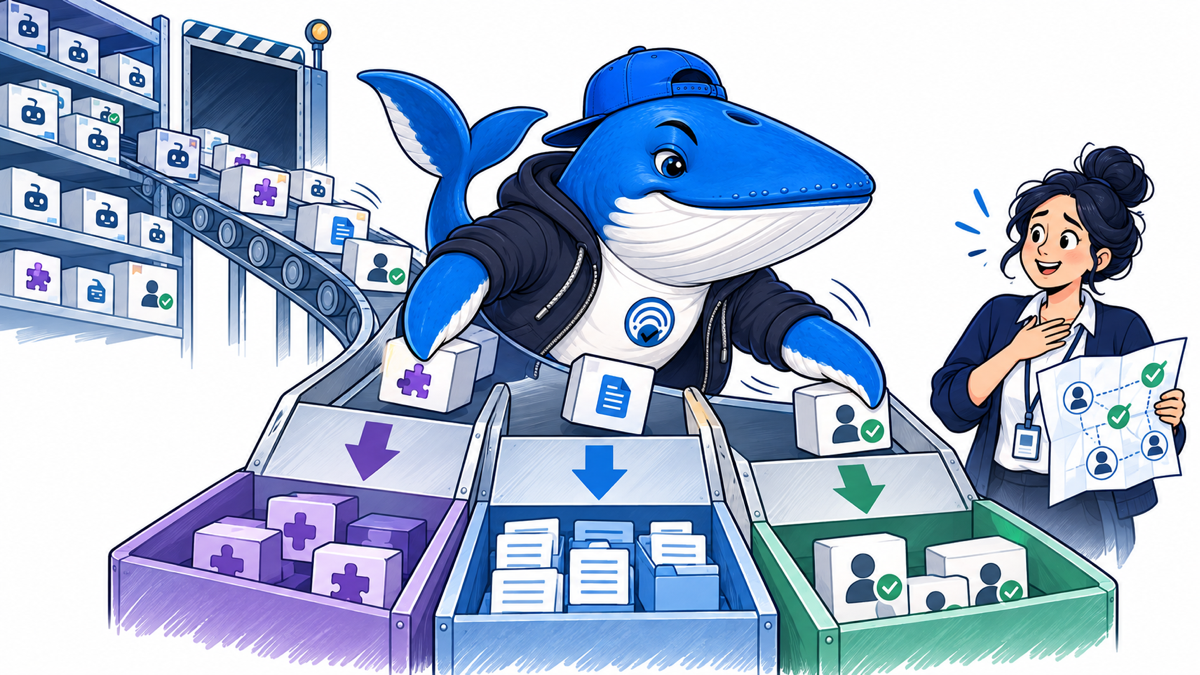 Sonar sorts assistant boxes into plugin migration, archive and verified-owner paths while a workspace administrator checks access.