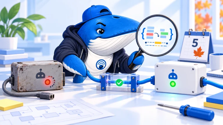 Sonar the Answer Whale compares old and new agent modules through a tool-call test fixture before October 5