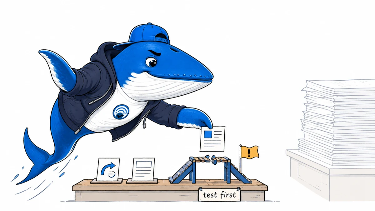 Sonar tests a page on a small broken-link bridge before moving the larger stack of pages.