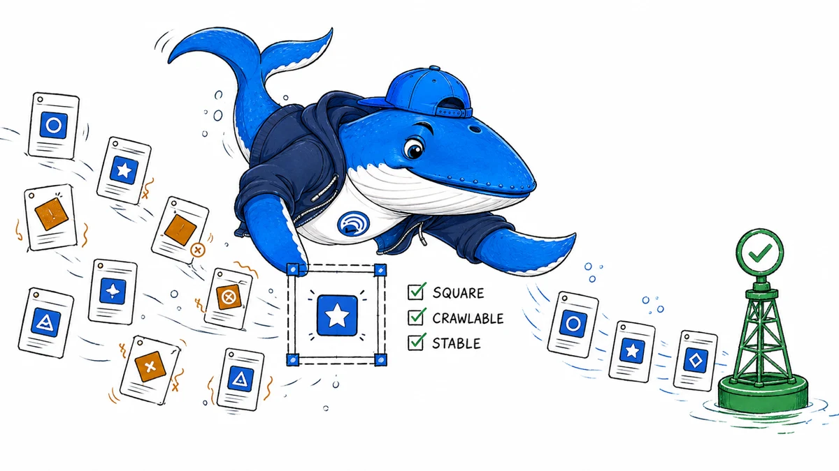 Sonar checks a square website icon against crawlable and stable favicon requirements while invalid icons are separated.