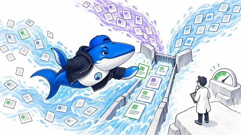 Sonar steers relevant document cards from several retrieval currents through a narrow evidence gate.