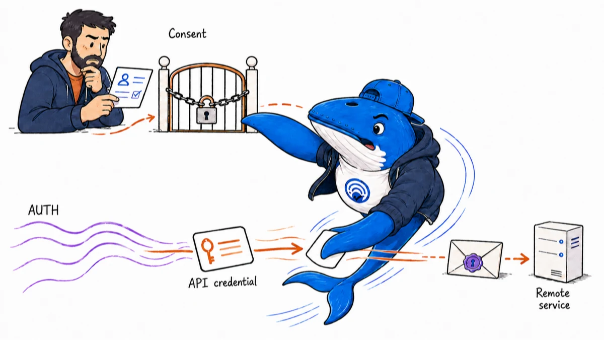 Sonar follows parallel paths as a consent gate remains closed while an administrator API credential reaches a remote service.