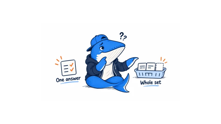 Sonar compares one checked answer card with a basket of company cards containing an empty dashed slot.