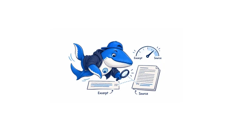Sonar compares an excerpt with its original document and inspects a connecting footnote.
